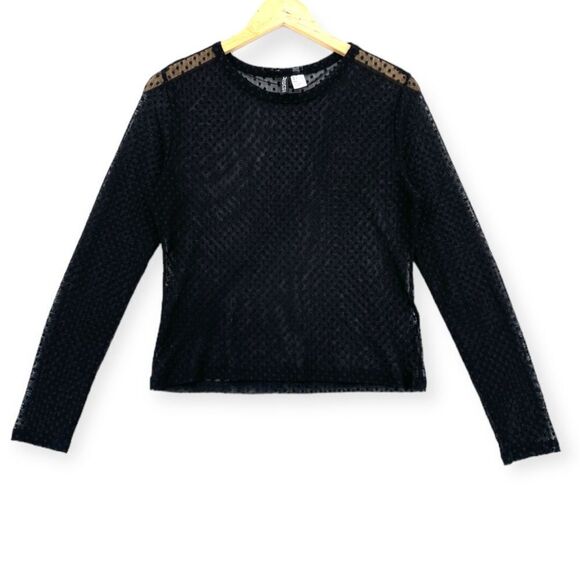 -H&M Divided Women’s Sheer Long Sleeve Tops M/L - Picture 4 of 10